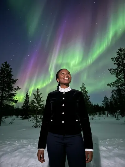 Generated photo β evening portrait under the northern lights